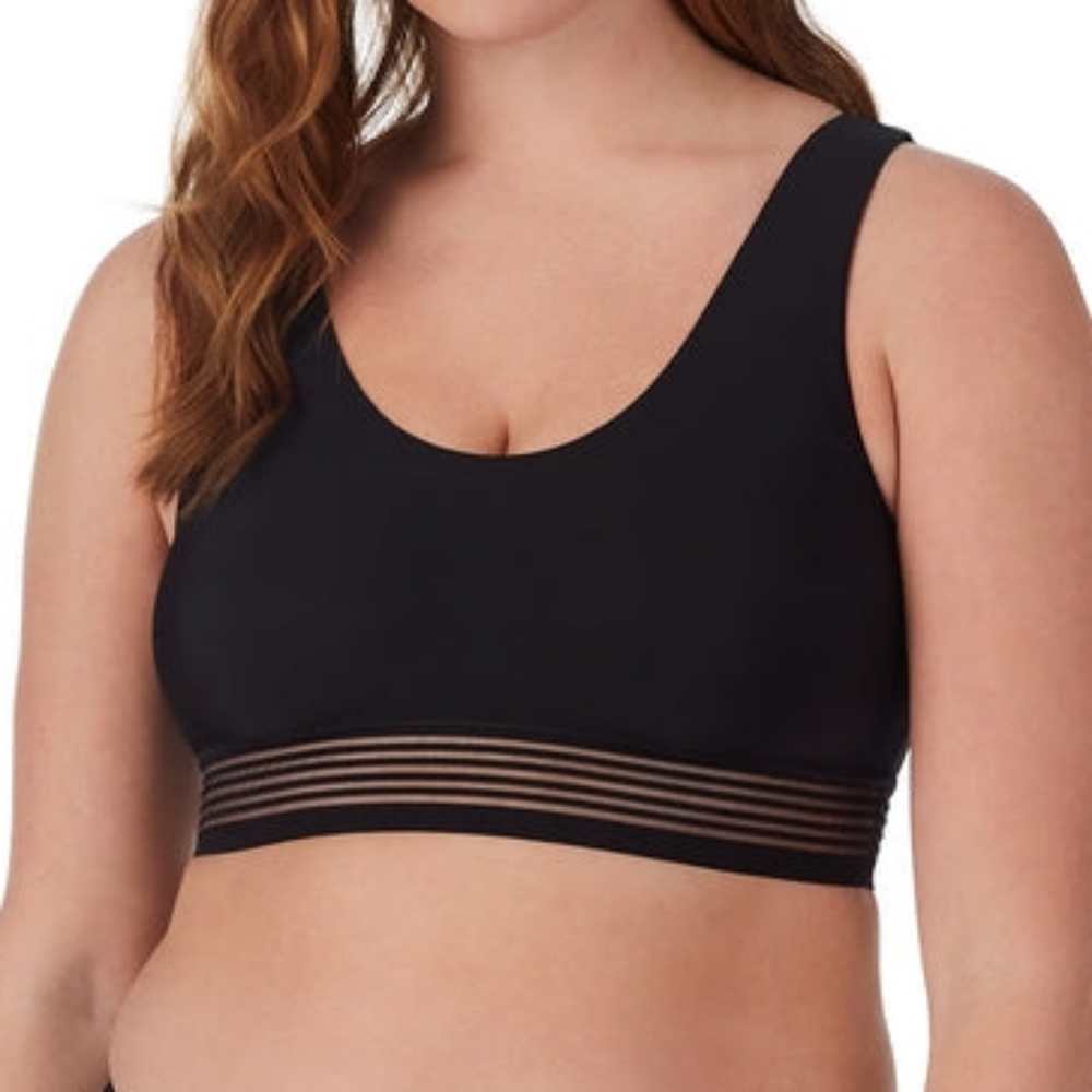 Le Mystere Black Nylon & Spandex Second Skin Microfiber Bralette Size Large